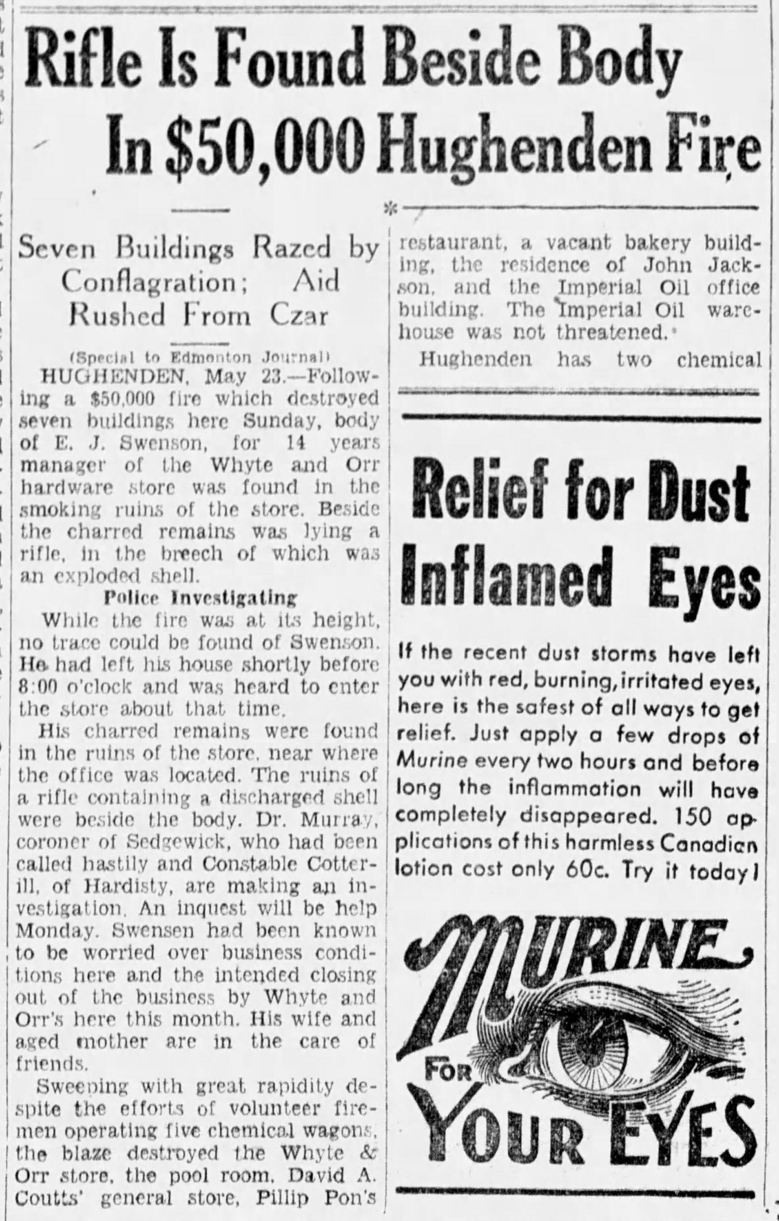 Edmonton Journal 1932 Fire
